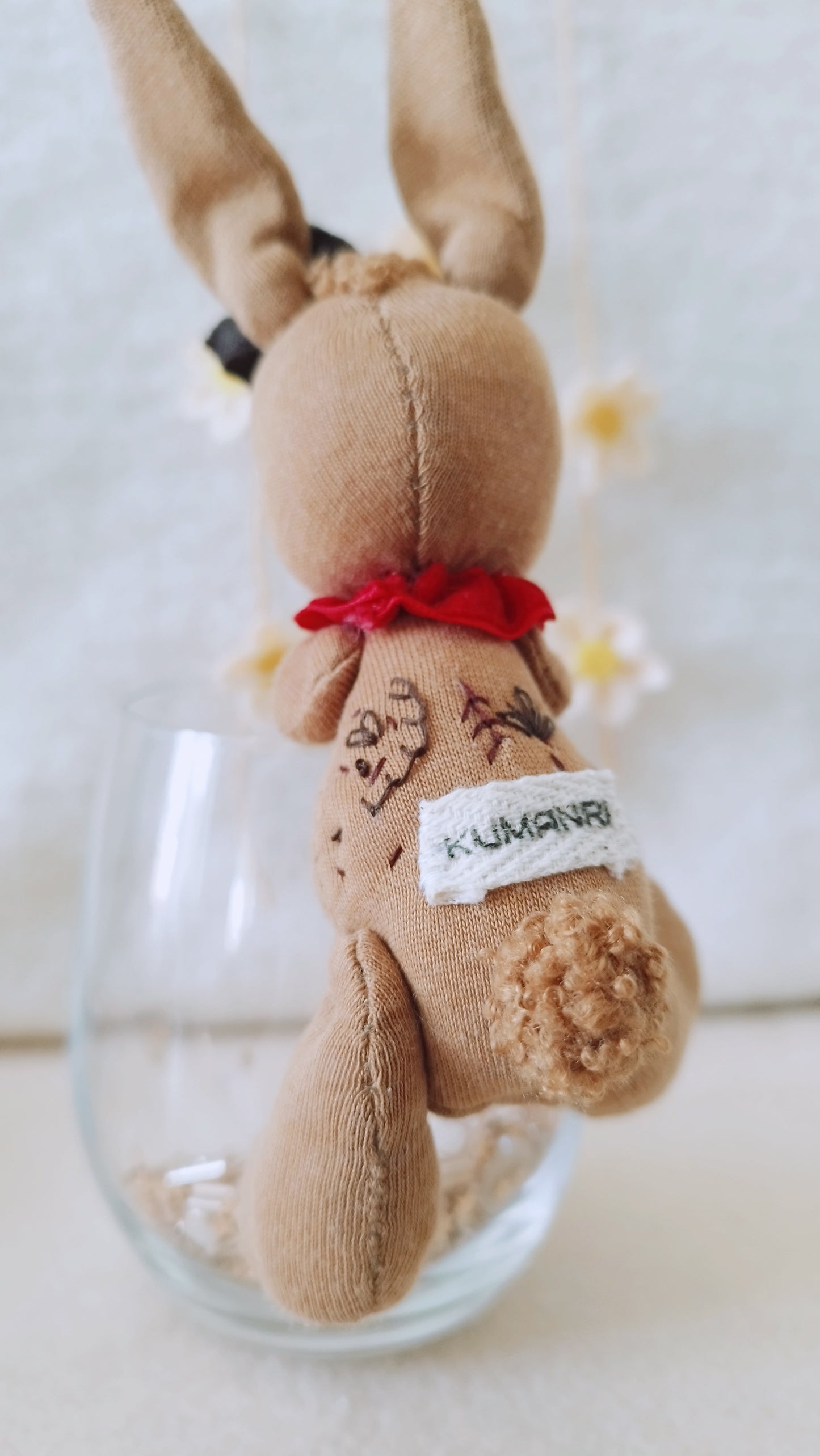 RABBIT soft toy embroider brown