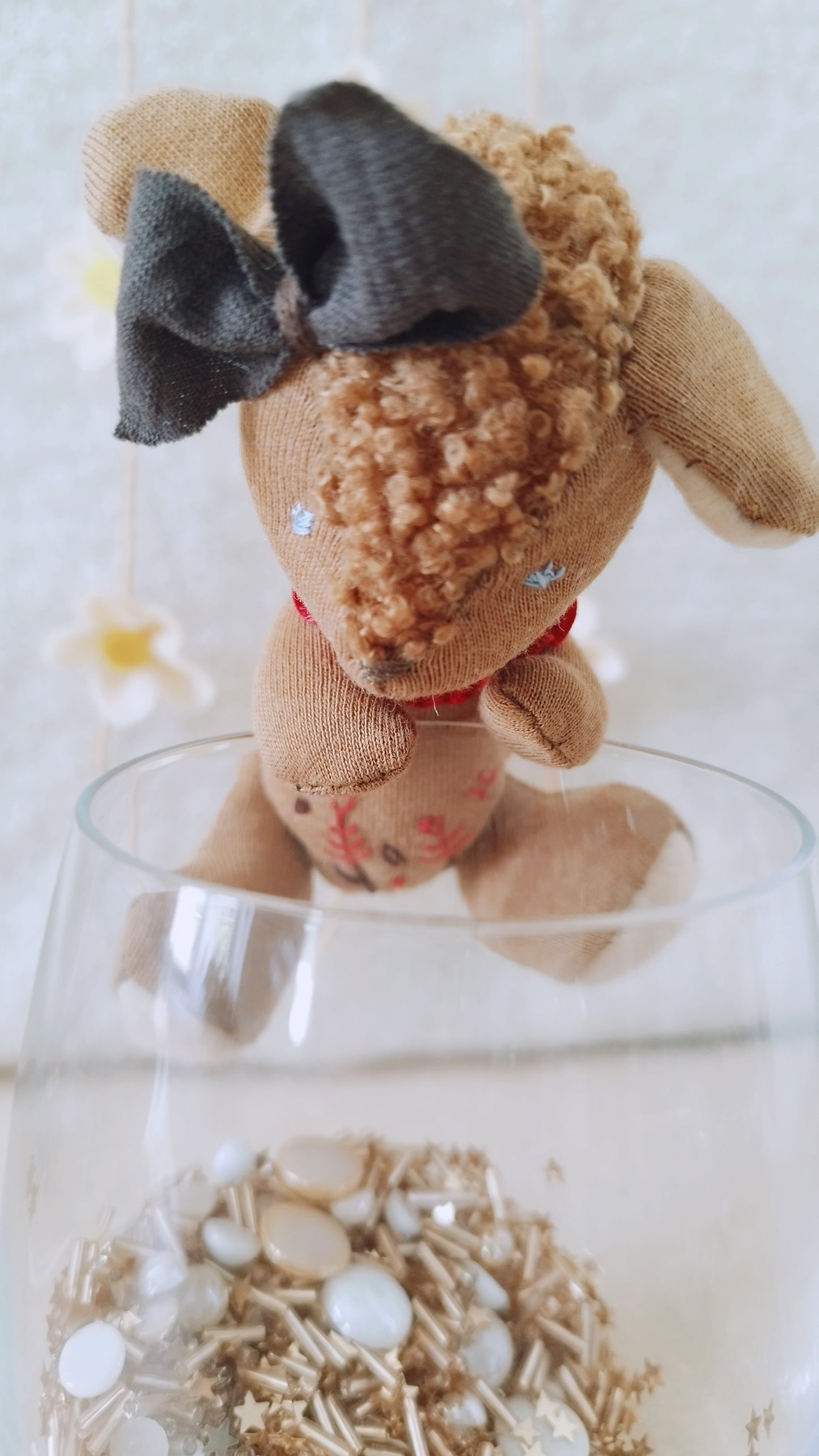 Brown embroidery dog ​​soft toy